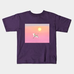 Great White Egret Catching The Sun Kids T-Shirt